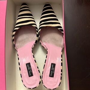 Kate Spade Black & White Zebra Faille Kitten Heel/Mule.